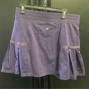 Athleta Purple Pleated Athletic Skirt with Back Zip Pocket